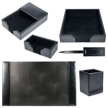 Milesverse Leather 6 Piece Desk Organizer Set